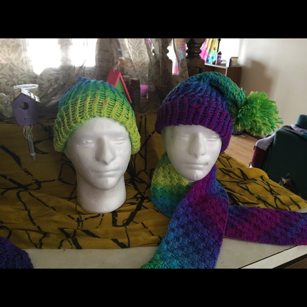 Homemade Hats and Scarves .